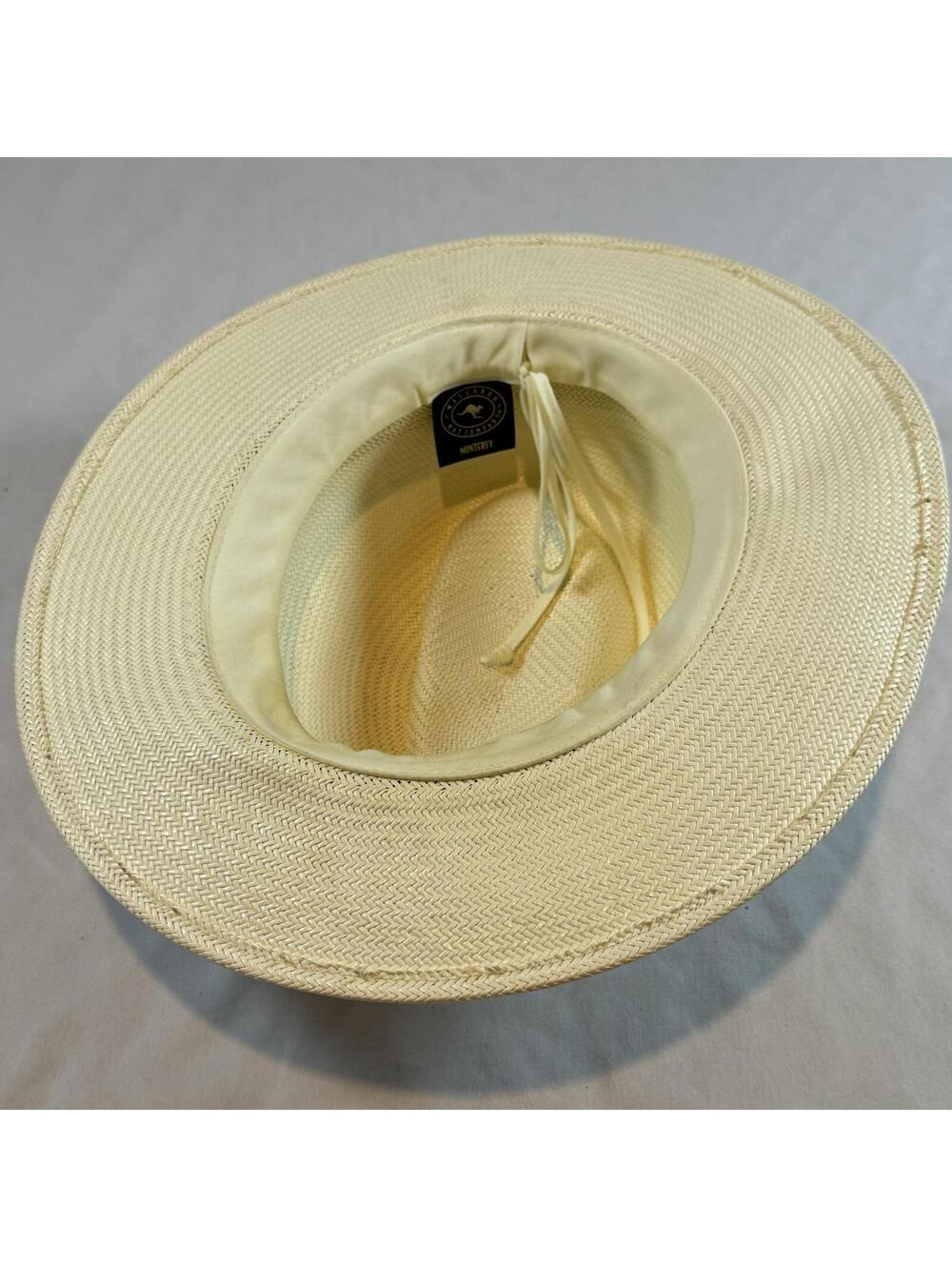Wallaroo Monterey Hat Company Straw Panama Fedora Sun Hat Cream Ivory Black Band - Picture 6 of 8